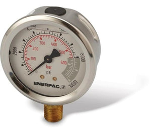 Hydraulic Pressure Gauge, 2.50 in. Face, Lower Mount, Glycerine Filled, 10,000 Maximum psi